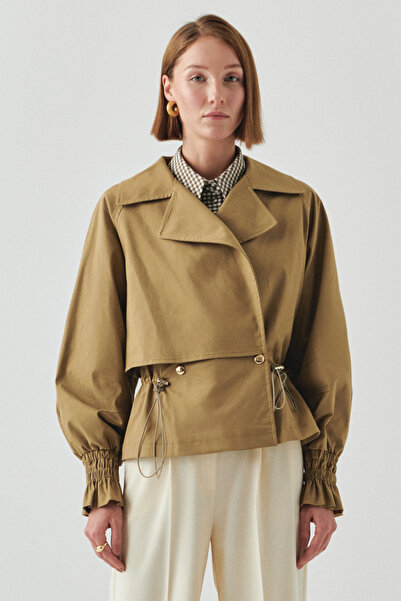 Exquise Shirt Collar Raglan Sleeve Regular Lined Cotton Jacket