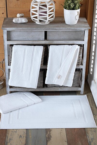 VAROL 4 Pieces Odelia Series Foot Towel 50x70 250gr White