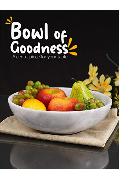 Radicaln Marble Fruit Bowl 10" White – Handmade Serving Bowl for Kitchen, Farmhouse & Dining Table