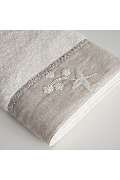 Ecocotton Ayliz Банний рушник 100% органічна бавовна з вишивкою вручну, кремовий, 80x150 см