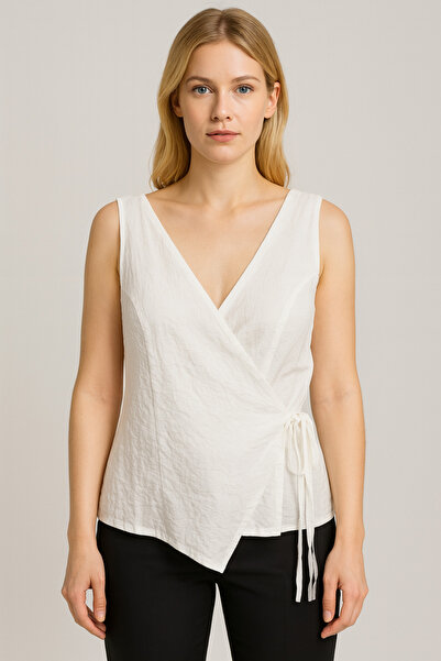 Sibel Günay Butik Γυναικεία μπλούζα |   Μοντέλο γιλέκου διπλό πέτο με δέσιμο ...
