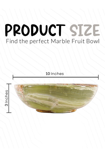 Radicaln Marble Fruit Bowl 10" Green Onyx – Handmade Serving Bowl for Kitchen & Dining Table Decor