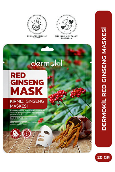 Dermokil Kırmızı Ginseng Kağıt Maske - Karma Ciltler İçin 20 g