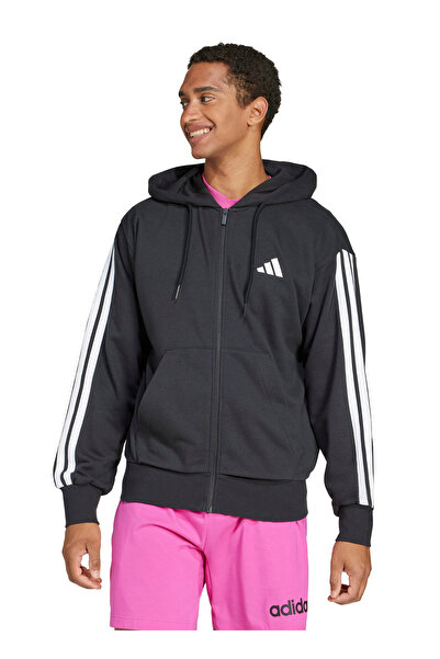 adidas JD1877 M 3S FT FZ HD Siyah Normal Düz Erkek Zip Ceket