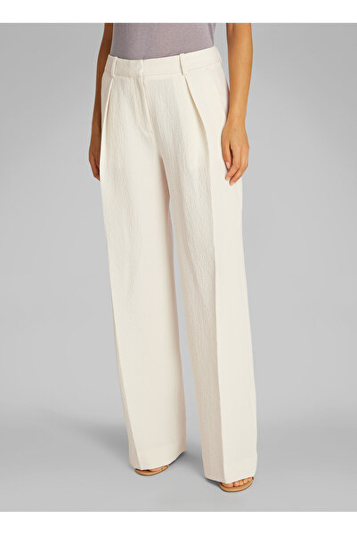 Calvin Klein Yüksek Bel Bol Kesim Ekru Kadın Pantolon K20K208217ADA