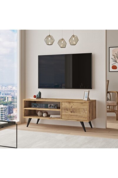 Yurupa Luton Tv Ünitesi 110cm Tv Sehpası Ahşap Ayaklı Çam LUT1-A