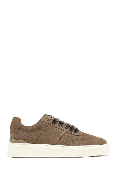 Derimod Men's Mink Lace-Up Thick Soled Nubuck Leather Sneaker 25Wfd7072V3