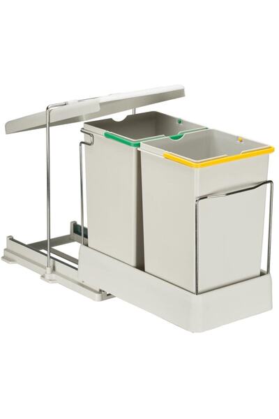 Pelikan Carrier Rail Double Compartment In-Cabinet Trash Can 14 14= 28 Lt