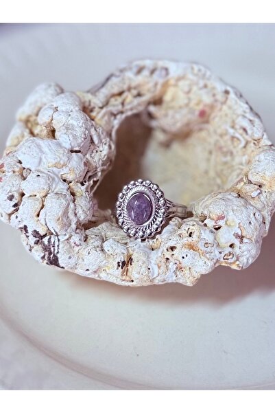 Taş-Mir Ametist Taşı Doğal Taş Ayarlamalı Yüzük / Paslanmaz Çelik