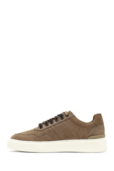 Derimod Men's Mink Lace-Up Thick Soled Nubuck Leather Sneaker 25Wfd7072V3