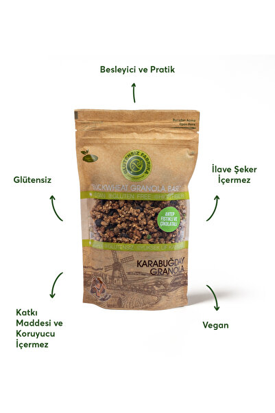 GLUTENSİZ FABRİKA Antep Fıstıklı Ve Çikolatalı Yulaf & Karabuğday Granola 300 G (GLÜTENSİZ & VEGAN)