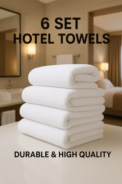 MEŞELİ TEKSTİL 6 Τεμάχια Λευκές Πετσέτες Μπάνιου Ξενοδοχείου 70x140 εκ. |   Γρήγορο στέγνωμα