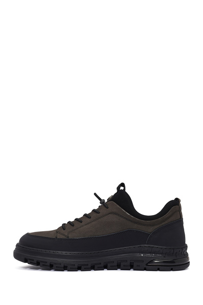 Derimod Men's Gray Lace-Up Nubuck Leather Casual Shoes 25Wfd6767V3