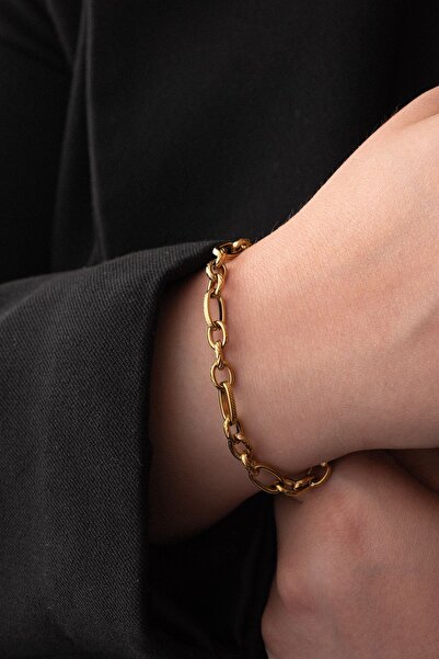 ByFlorya Jewelry Steel Oval Ring Paperclip Chain Bracelet 5mm Tarnish Resista...