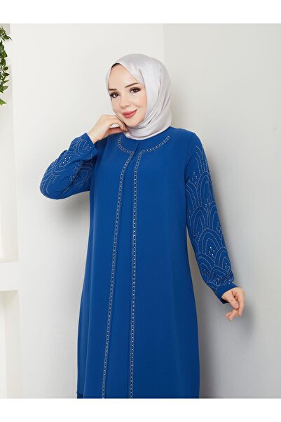 ESLEMNUR Kolları Taşlı Büyük Beden Anne Elbisesi