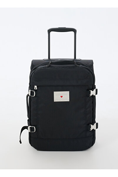 Love Moschino Siyah Çekçekli Kumaş Valiz TROLLEY VIAGGIO NYLON + PU GRS NERO