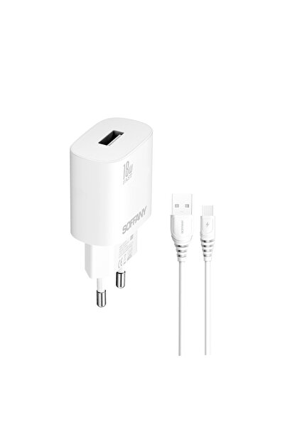 Soffany Samsung, Xiaomi uyumlu 18W QC TYPE-C Şarj Seti (Şarj Başlığı ve Kablosu)