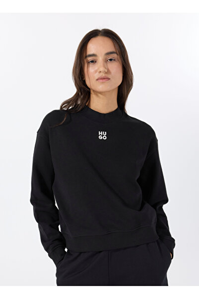 HUGO Bisiklet Yaka Düz Siyah Kadın Sweatshırt 50527463