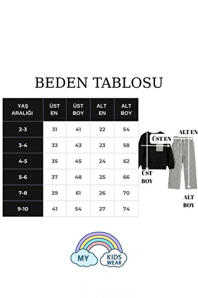 My Kids Wear Girls Sweatshirt and Trousers Set – Black Striped 2-10 Years 12017