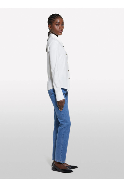 Sisley Slim Fit Classic Collar Beige Women's Shirt 5Fntlq08K