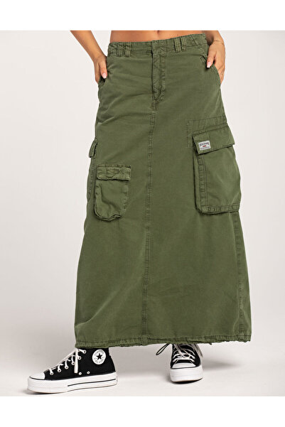september island Khaki Multi-Pocket Maxi Skirt