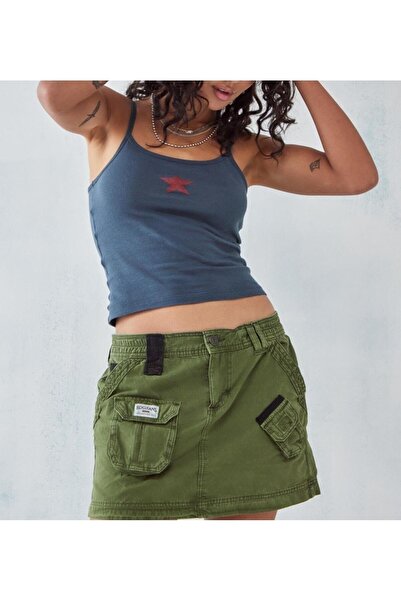 september island Khaki Y2k Cargo Multi-Pocket Mini Skirt