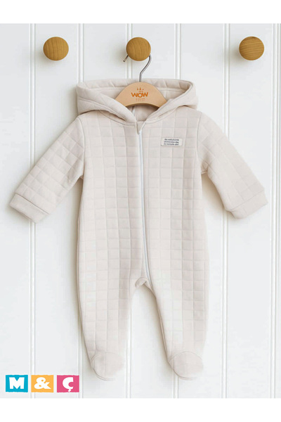 MÇ FAMİLY STORe Unisex Hooded Footed Quilted 3-6-9 Months Baby Girl Boy Romper Hooded Footed Baby Romper