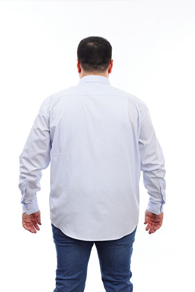 TOUSUS Men's Plus Size Light Blue Cotton Button Collar Pocket Long Sleeve Shirt (330)