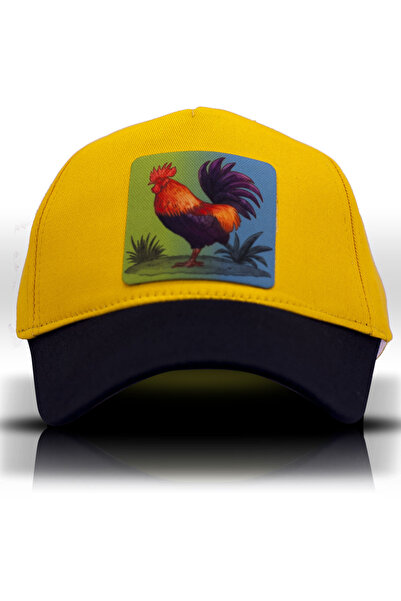 GIFTSOME قبعة بيسبول صفراء للجنسين - شكل الديك ونمط الحيوان