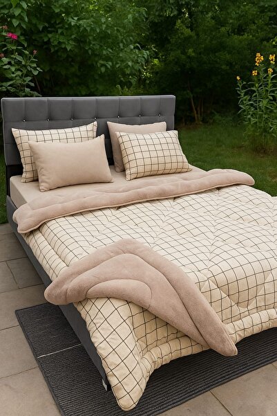 DAMIEN Çift Kişilik Lüks Welsoft Pufidik 6 Parça Uyku Seti (LASTİKLİ ÇARŞAFLI...