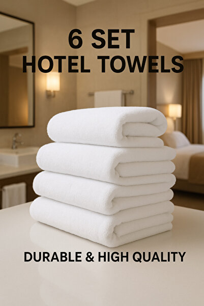 MEŞELİ TEKSTİL 6-пакетний готельний рушник для ванної кімнати 70x140 | Стійкий до прання, швидко сохне