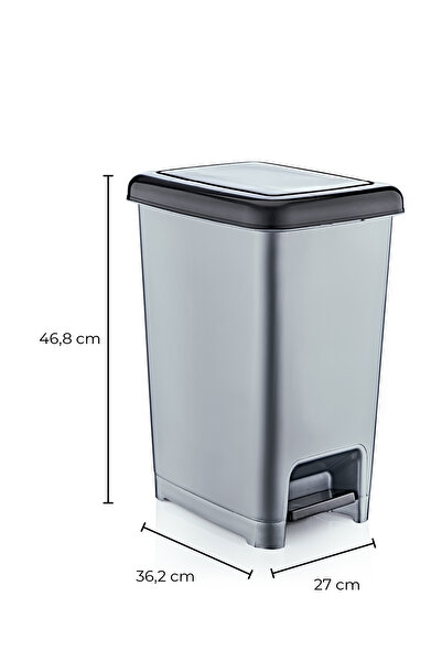 Vienev Slim Pedallı Çöp Kovası 25 Lt Gri