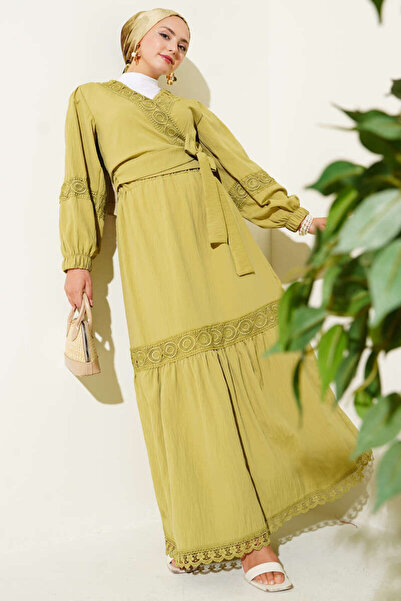 moda paketi Lace Detailed Hijab Skirted Two-Piece Set