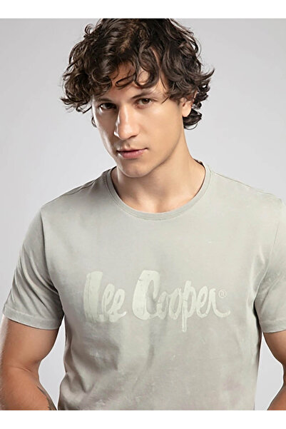 Lee Cooper Ανδρικό μπλουζάκι με στρογγυλή λαιμόκοψη ανοιχτό χακί 252 LCM 242019 NEW A. KHAKI