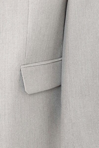 SÜVARİ Gri Regular Desenli Mono Yaka 6 Drop Klasik Takım Elbise