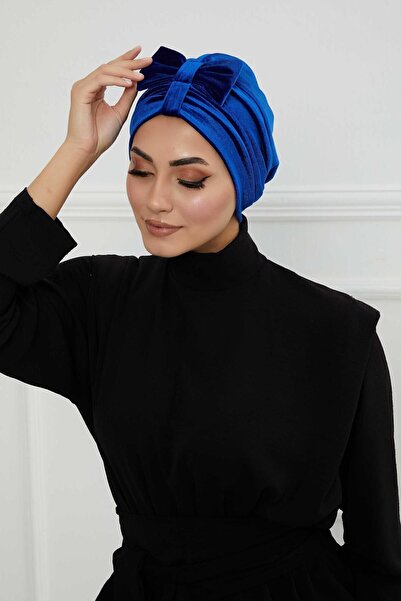 Aisha's Design Velvet Bonnet with Front Bow, B-7K, Saks