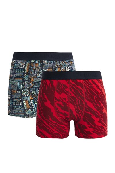 Tudors Erkek 2'li Pamuk Likralı Esnek Kumaş Boxer