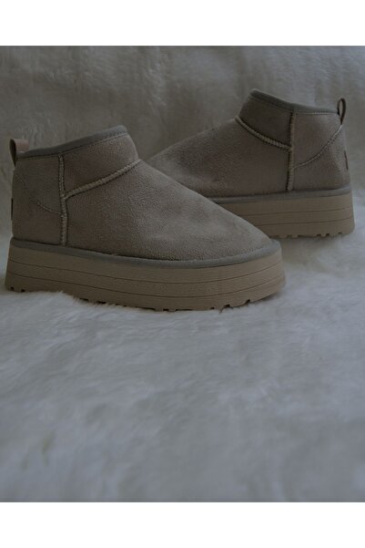 M Miel Kadın Kalın Taban Ultra Mini Süet Bot Kışlık Bot & bootie