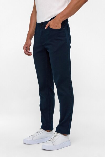 SÜVARİ Lacivert Slim Fit 5 Cep Kalıp Armürlü Kanvas Pantolon