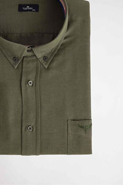 Tudors Large Size Button Collar Poplin Cotton Easy Iron Oxford Men's Shirt