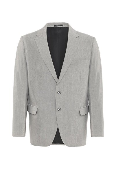 SÜVARİ Gri Regular Desenli Mono Yaka 6 Drop Klasik Takım Elbise