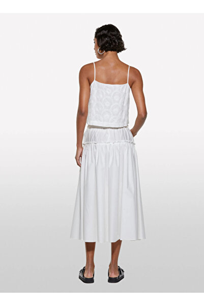 Sisley Γυναικεία μπλούζα με τετράγωνο λαιμό σε λευκό χρώμα 5wfqlh01g