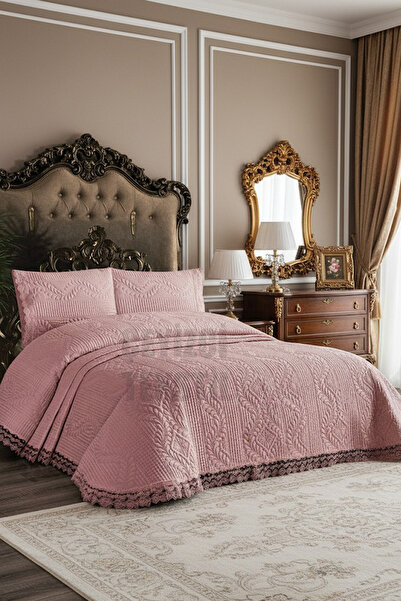 Çt Çeyizci Tekstil Bade Double Bedspread, Bed Set - Powder (BEDDING SET)