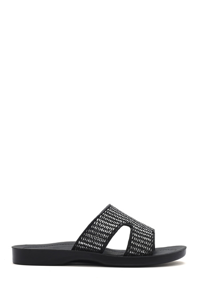 Derimod Women's Black Straw Slippers 25Sfe4636M7