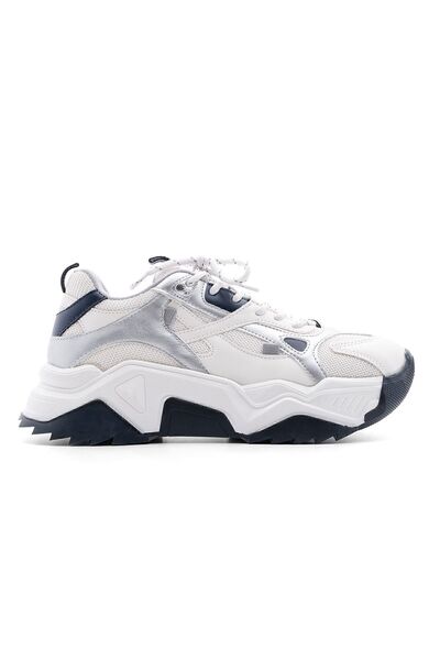 Marjin Kadın Yüksek Taban Sneaker Bağcıklı Spor Ayakkabı Virez Gümüş