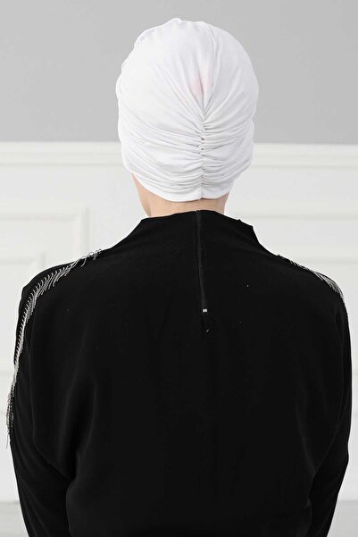 Aisha's Design Χτενισμένο βαμβακερό καπέλο με τριαντάφυλλα, B-21, Λευκό