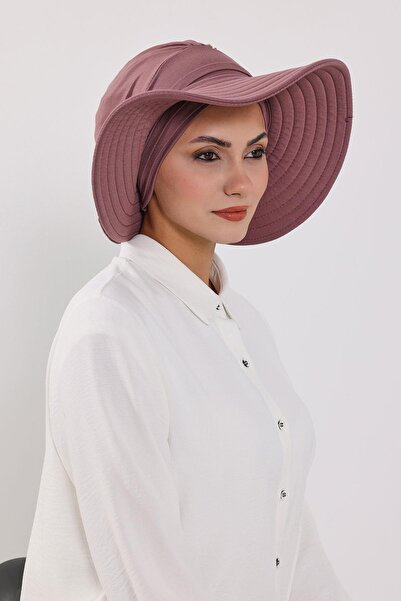 Aisha's Design Combed Cotton Bonnet Turban with Detachable Bow on the Back, S-4, Dusty Rose