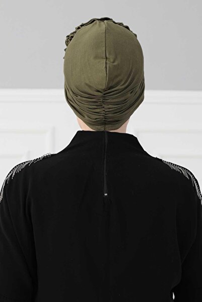 Aisha's Design Rose Combed Cotton Bonnet, B-21, Khaki