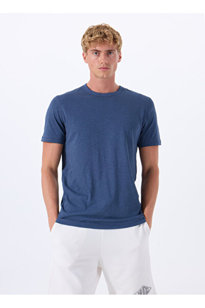 BOSS Bisiklet Yaka Mavi Erkek T-Shirt Tegood