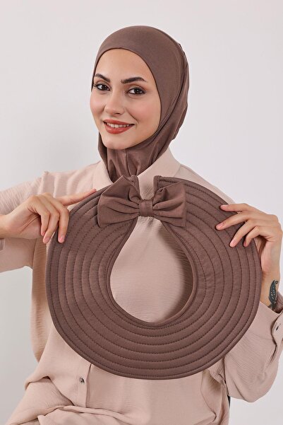 Aisha's Design Ninja Bone Turban with Detachable Bow on the Back, S-5, Chocolate